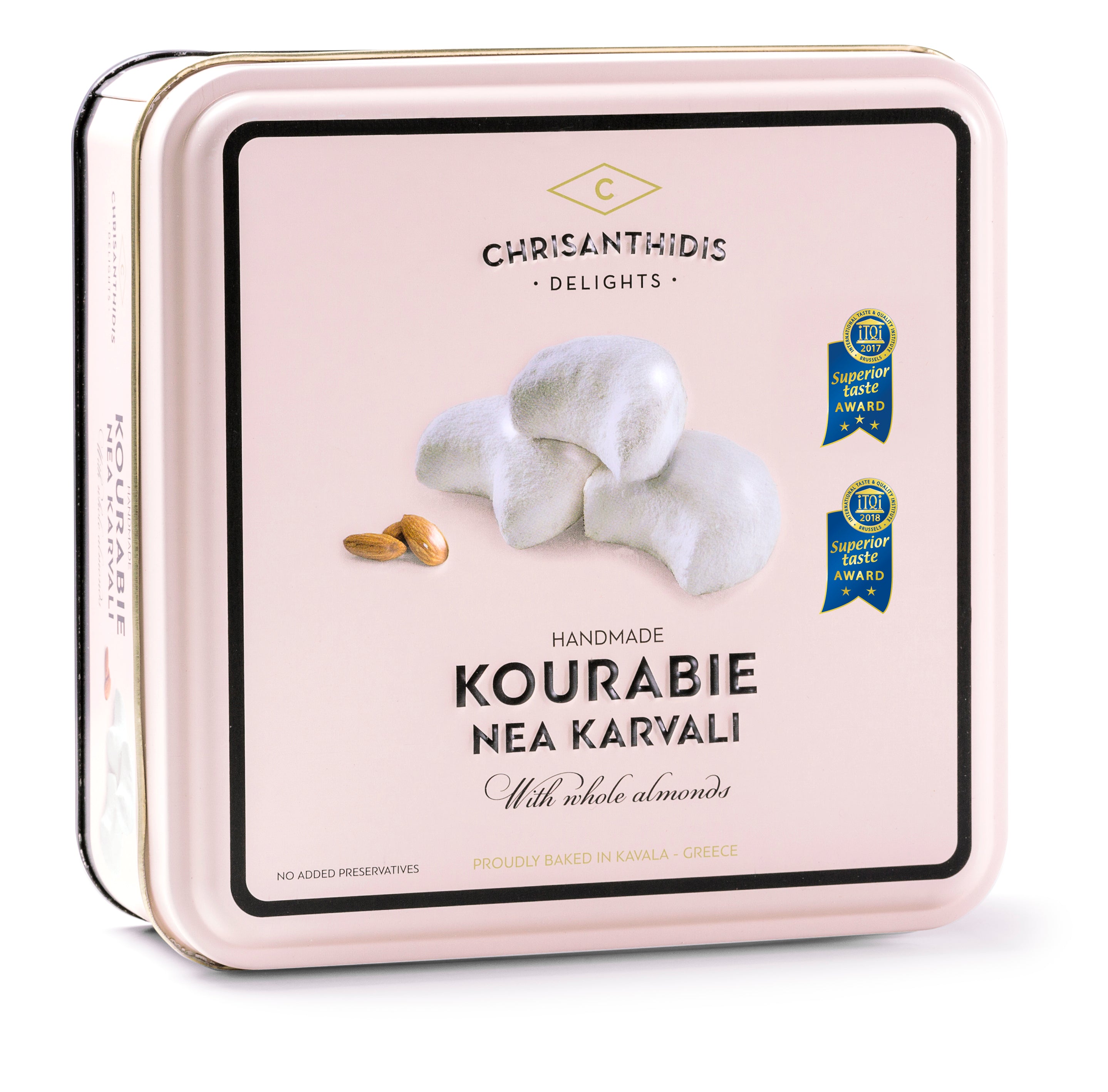 Fursecuri fragede cu migdale cutie metalica luxury Chrisanthidis 450g