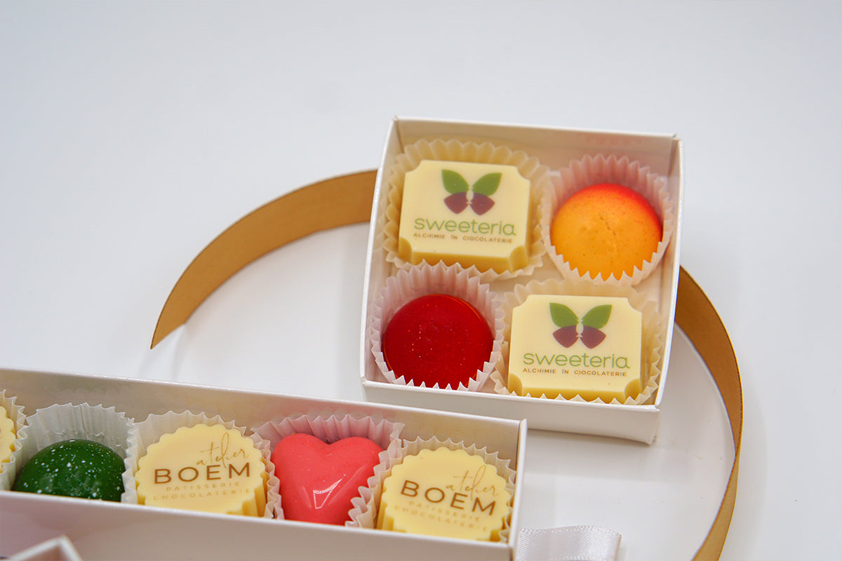 Praline personalizate corporate – cutie 4 bucati