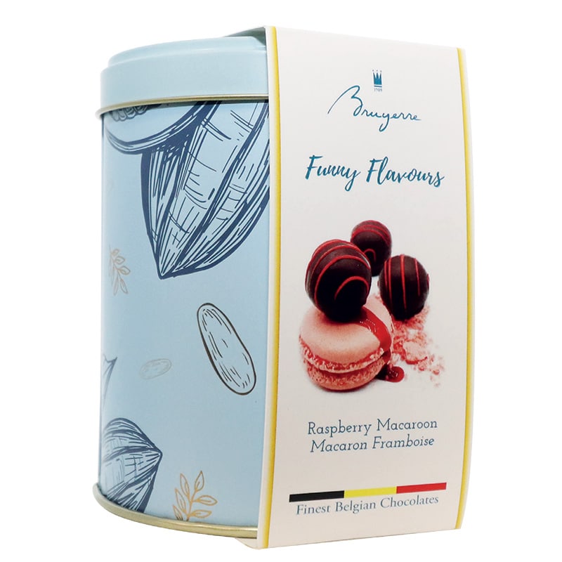 Trufe de ciocolata belgiana cu macaron și zmeură Bruyerre 100g