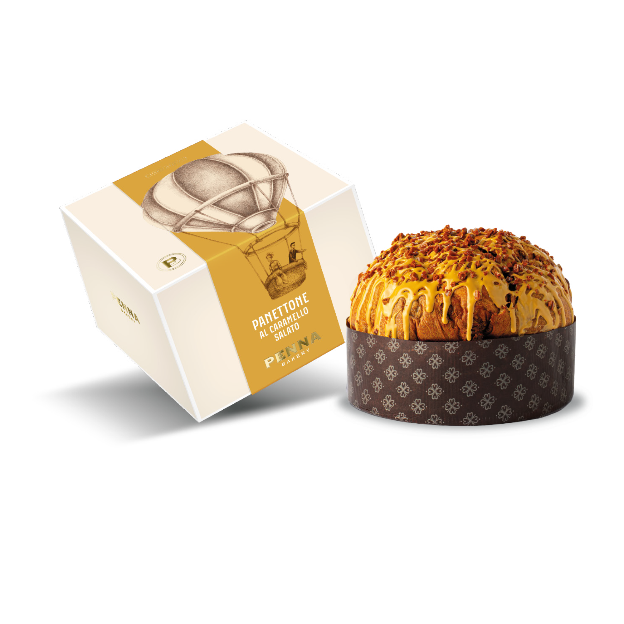 Panettone pufos cu caramel sarat Penna 1kg